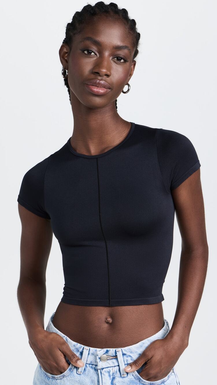 New Good American So Soft Sculpted Tee in Black001 Size 1/2 (S/M)